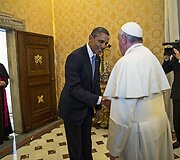 JAV prezidentas Barackas Obama ir Popiežius Pranci&scaron;kus