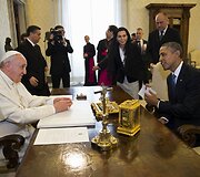 Popiežius Pranci&scaron;kus ir JAV prezidentas Barackas Obama