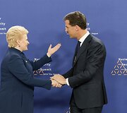 Lietuvos prezidentė Dalia Grybauskaitė ir Nyderlandų užsienio reikalų ministras markas Rutte
