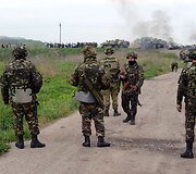 Ukrainos kariai netoli Slovjansko miesto