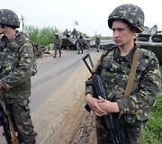 Ukrainos kariai netoli Slovjansko miesto