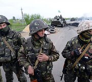 Ukrainos kariai netoli Slovjansko miesto