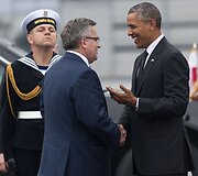 JAV prezidentas Barackas Obama ir Lenkijos prezidentas Bronislawas Komorowskis