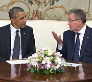 JAV prezidentas Barackas Obama ir Lenkijos prezidentas Bronislawas Komorowskis
