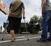 Donecke su&scaron;audytas prorusi&scaron;kų teroristų sunkvežimis