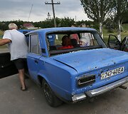 Slovjanske per susi&scaron;audymus apgadintas automobilis