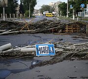 Slovjanske užblokuotas ir užminuotas kelias