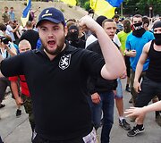 Ukrainos protestuotojai prie Rusijos konsulato Odesoje