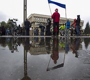 Dviratininkų protestas prie Seimo