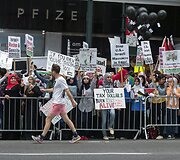 Niujorke protestas dėl Izraelio vykdomų oro atakų Gazos ruože