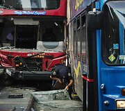 Autobusai po susidūrimo Niujorke