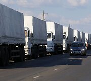 Rusijos &bdquo;humanitarinės pagalbos&ldquo; sunkvežimiai