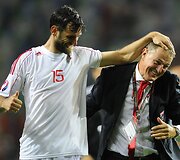 Mergimas Mavraj ir Albanijos rinktinės treneris Gianni de Biasi