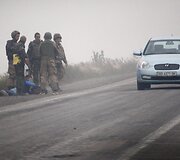 Ukrainos kariai Delbacevo mieste.
