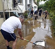 Potvynio padariniai Lamalu le Beno mieste, Prancūzijoje.