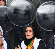 Kurdų demonstrantai prie Europos Parlamento