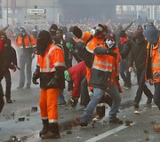 Protestuotojai Briuselyje