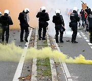 Protestuotojų ir policininkų susirėmimas Briuselyje