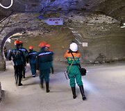 Žiniasklaidos atstovai kalio kasykloje, Solikamske.