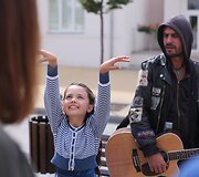 Filmo &bdquo;Pakeliui&ldquo; filmavimo akimirka