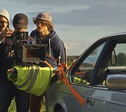 Filmo &bdquo;Pakeliui&ldquo; filmavimo akimirka