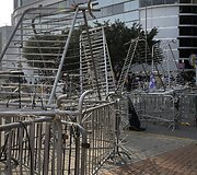 Honkonge ardomos protestuotojų stovyklos