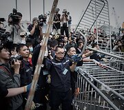 Honkonge ardomos protestuotojų stovyklos