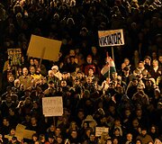 Demonstrantai Vengrijoje 