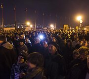 Demonstrantai Vengrijoje 