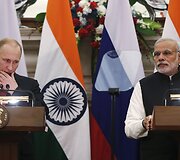Rusijos prezidentas Vladimiras Putinas ir Indijos premjeras Narendra Modi 