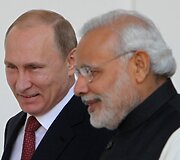 Rusijos prezidentas Vladimiras Putinas ir Indijos premjeras Narendra Modi 