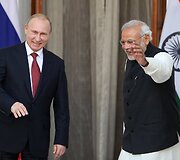 Rusijos prezidentas Vladimiras Putinas ir Indijos premjeras Narendra Modi 