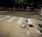 Įvykio vieta, kurioje automobiliu buvo nutrenkti žmonės.