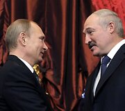 Rusijos prezidentas Vladimiras Putinas ir Baltarusijos prezidentas Aleksandras Luka&scaron;enka