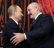Rusijos prezidentas Vladimiras Putinas ir Baltarusijos prezidentas Aleksandras Luka&scaron;enka