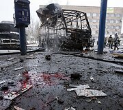 Donecke ap&scaron;audyta autobusų stotis