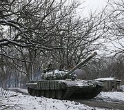 Rusijos teroristų tankas Ukrainoje