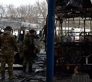 Donecke ap&scaron;audyta autobusų stotis