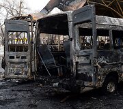 Donecke ap&scaron;audyta autobusų stotis