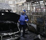 Donecke ap&scaron;audyta autobusų stotis