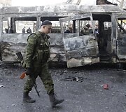 Donecke ap&scaron;audyta autobusų stotis