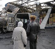 Donecke ap&scaron;audyta autobusų stotis