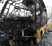 Donecke ap&scaron;audyta autobusų stotis