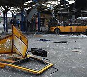Donecke ap&scaron;audyta autobusų stotis