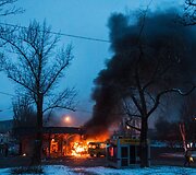 Donecke ap&scaron;audyta autobusų stotis