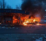 Donecke ap&scaron;audyta autobusų stotis
