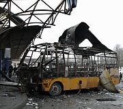 Donecke ap&scaron;audyta autobusų stotis