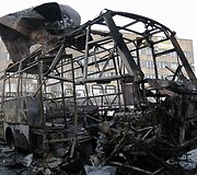 Donecke ap&scaron;audyta autobusų stotis