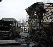 Donecke ap&scaron;audyta autobusų stotis