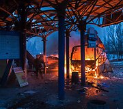 Donecke ap&scaron;audyta autobusų stotis